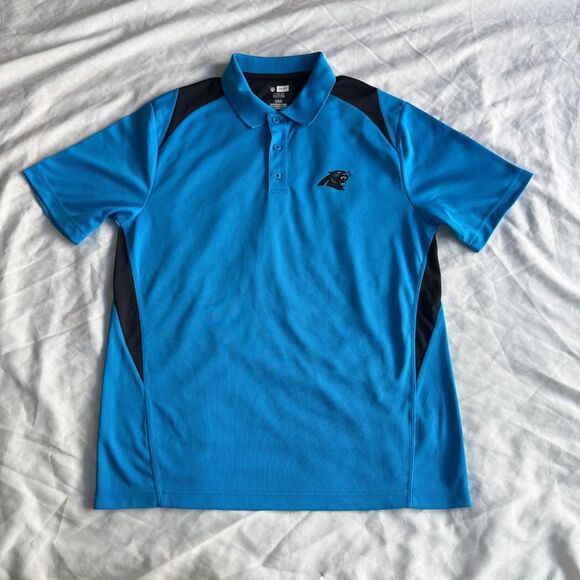 NFL Team Apparel TX3 Cool Panthers Polo Shirt in Blue and Black - Picture 6 of 8